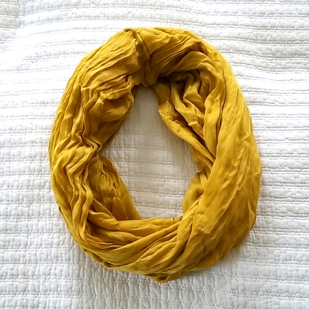Gold mustard silk infinity scarf